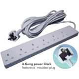 10M UK Male Mains power PDU 6 gang UK Socket extension block
