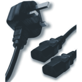 2.5M UK Plug to 2 x C13 Splitter Mains Power Cable Black