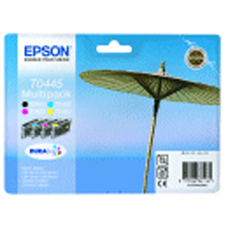 Genuine Epson Parasol Cyan, Magenta, Yellow, Black (T0445) Cartridge 13ml each