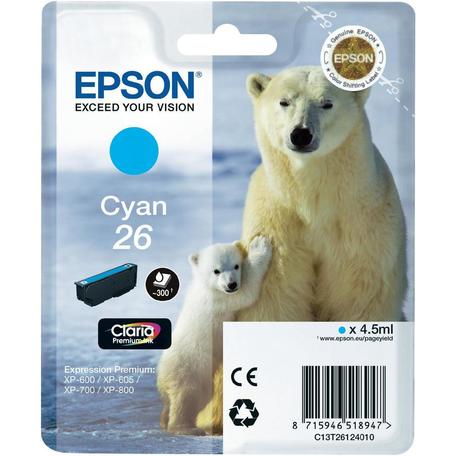 Genuine Epson Polar Bear (26) Ink Cartridge - Cyan