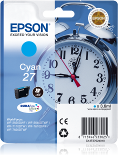 Genuine Epson 27 Alarm Clock Cyan Cartridge