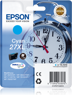 Genuine Epson Alarm Clock 27XL Cyan Cartridge